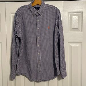 POLO RALPH LAUREN MEN'S VINTAGE PURPLE CHECK SLIM FIT SHIRT Excellent Condition